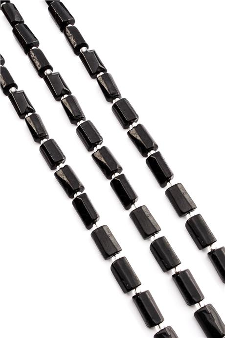 Turmalin Doğal Taş Siyah Silindir Kesim 7x12mm Dizi
