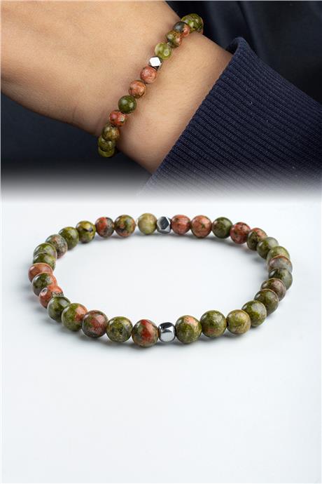 Unakit Doğal Taş Küre Kesim 6mm Bileklik