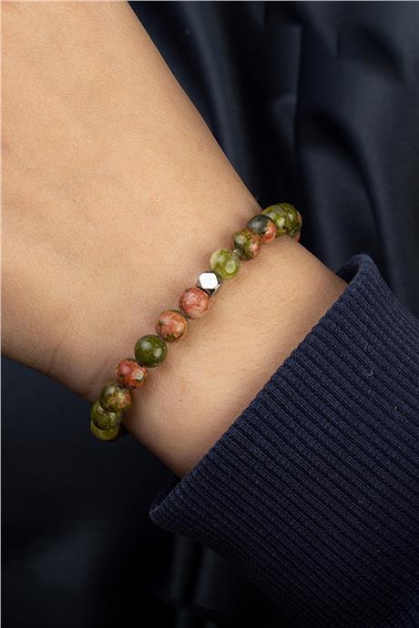 Unakit Doğal Taş Küre Kesim 6mm Bileklik