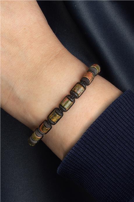 Unakit Doğal Taş Silindir Kesim 6x6mm Makrome Hematit Bileklik
