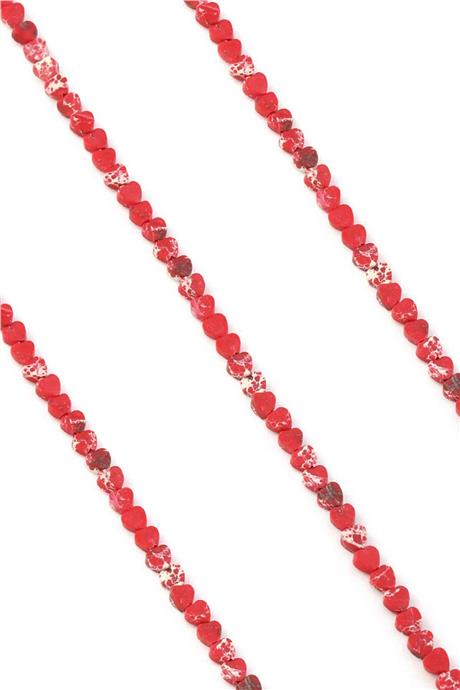Varisit Doğal Taş Parlak Kırmızı Kalp Kesim 4mm Dizi [AA]
