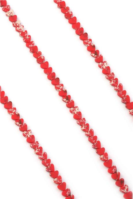 Varisit Doğal Taş Parlak Kırmızı Kalp Kesim 6x3mm Dizi [AA]