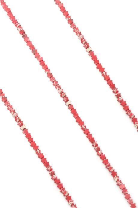 Varisit Doğal Taş Parlak Kırmızı Yıldız Kesim 4mm Dizi [AA]