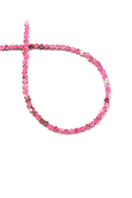 Varisit Doğal Taş Parlak Pembe Yıldız Kesim 4mm Dizi [AA]