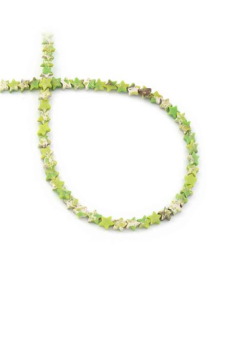 Varisit Doğal Taş Parlak Yeşil Yıldız Kesim 6mm Dizi [AA]