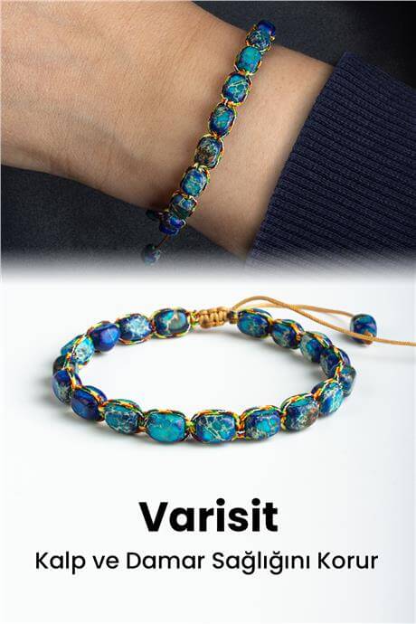 Varisit Doğal Taş Kapsül Kesim Makrome Bileklik