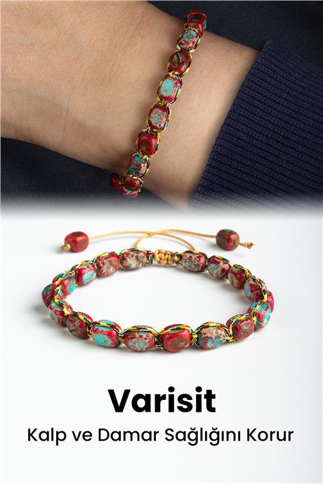 Varisit Doğal Taş Kapsül Kesim Makrome Bileklik