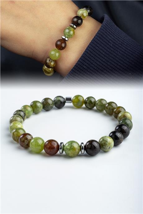 Yeşil Garnet Doğal Taş Küre Kesim 8mm Bileklik