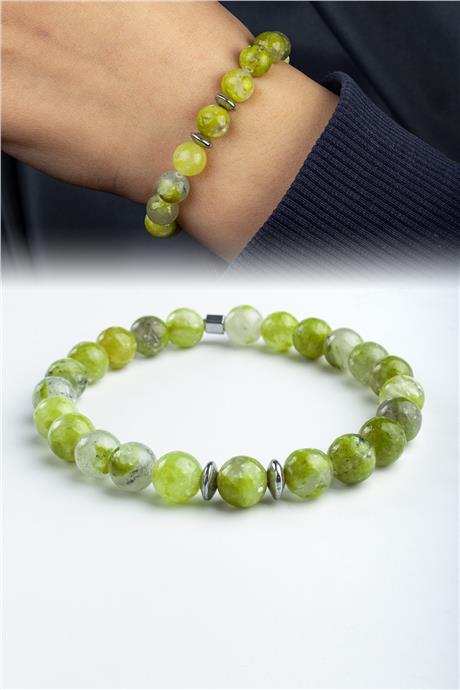 Yeşil Kuvars Doğal Taş Küre Kesim 8mm Bileklik