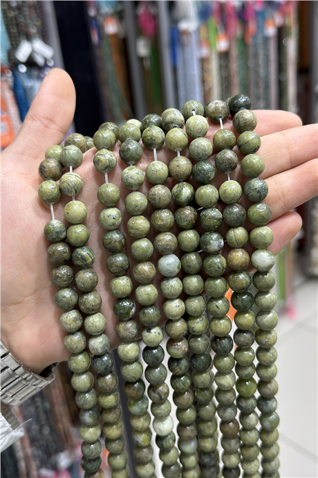 Yeşim Taşı Küre Kesim 10mm Doğal Taş Dizi [AB]