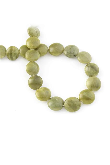 Jade Natural Stone Circle Cut 14mm String Of Beads