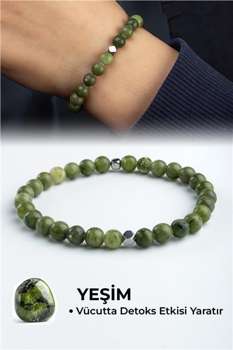 Yeşim Doğal Taş Küre Kesim 6mm Bileklik