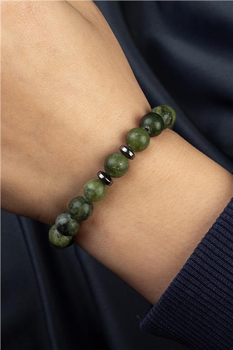 Yeşim Doğal Taş Koyu Yeşil Küre Kesim 8mm Bileklik