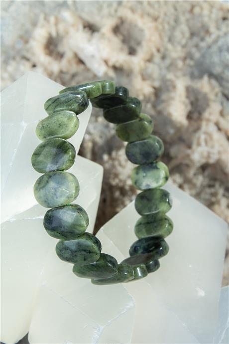 Yeşim Taşı Oval Faset Kesim Bileklik