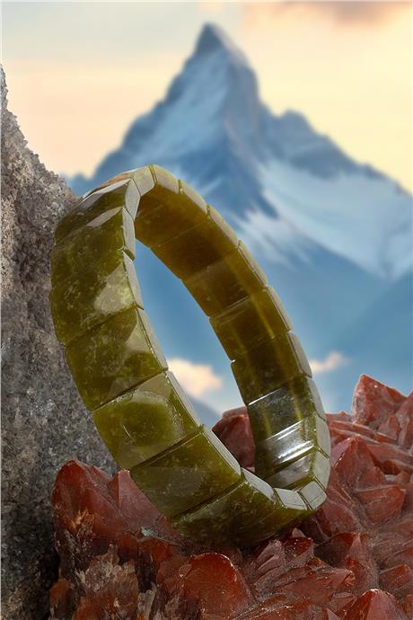 Yeşim Doğal Taş Parlak Dikdörtgen Faset Kesim 11x15mm Bileklik