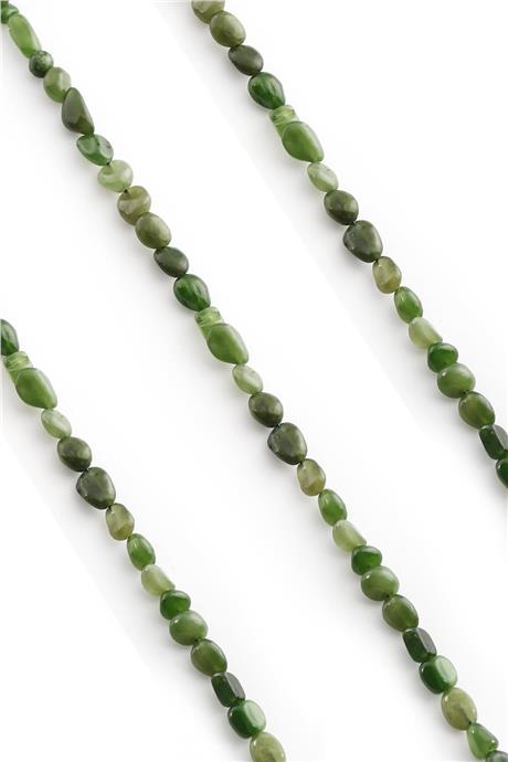 Jade Natural Stone Tumbler Cut 6x8mm String Of Beads