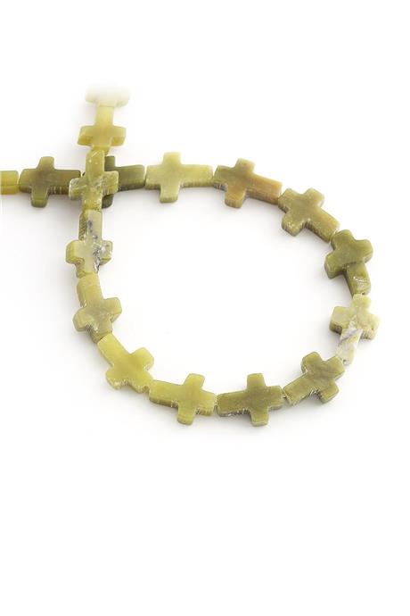 Jade Stone Cross Cut Natural Stone 12x16mm String Of Beads