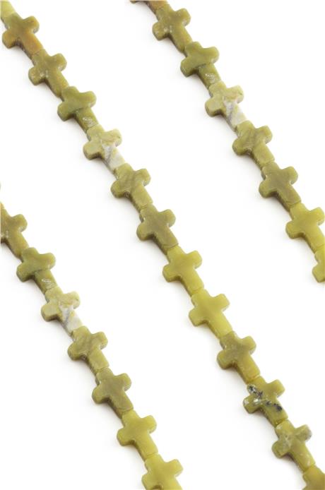 Jade Stone Cross Cut Natural Stone 12x16mm String Of Beads
