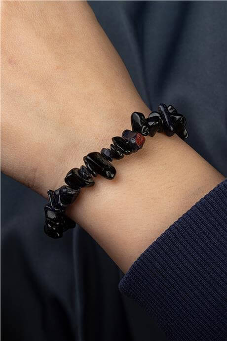 Yıldız Taşı Doğal Kırık Taş Lacivert Zincir Kapamalı Bileklik