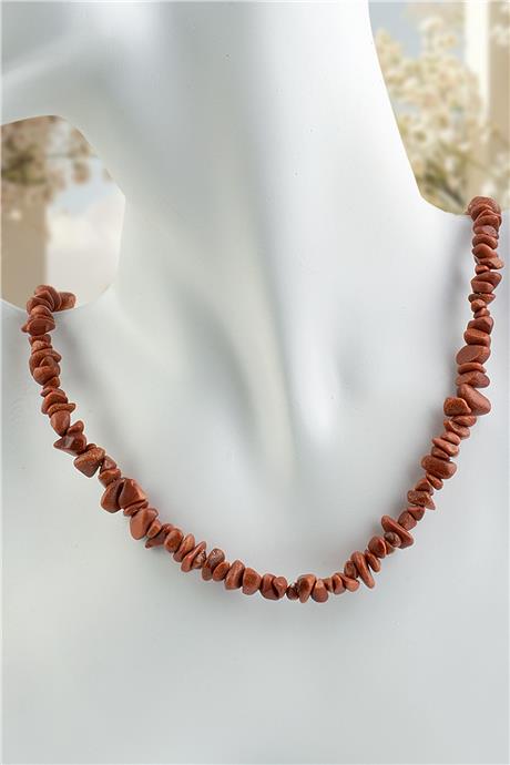 Yıldız Taşı Doğal Kırık Taş Turuncu Tam Tur Kolye