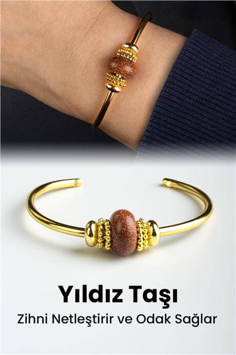 Yıldız Taşı Doğal Taş Kahverengi Rondela Kesim Pandora Bilezik