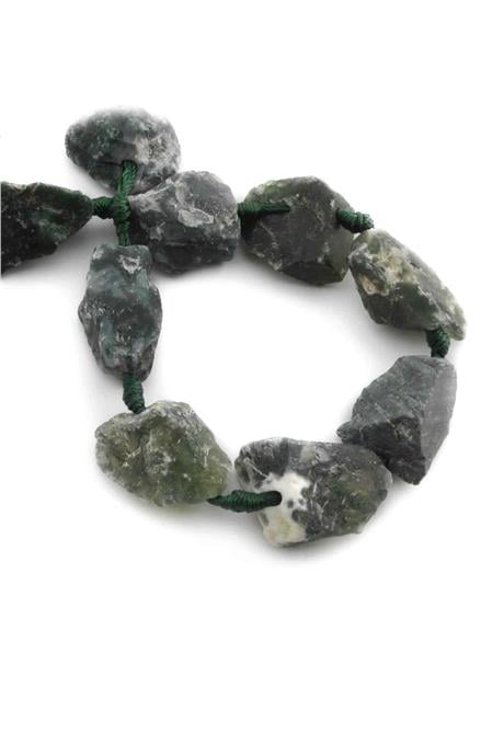 Yosunlu Akik Doğal Taş Mat Koyu Yeşil Ham Kütle Kesim 15x25mm Dizi [AA]