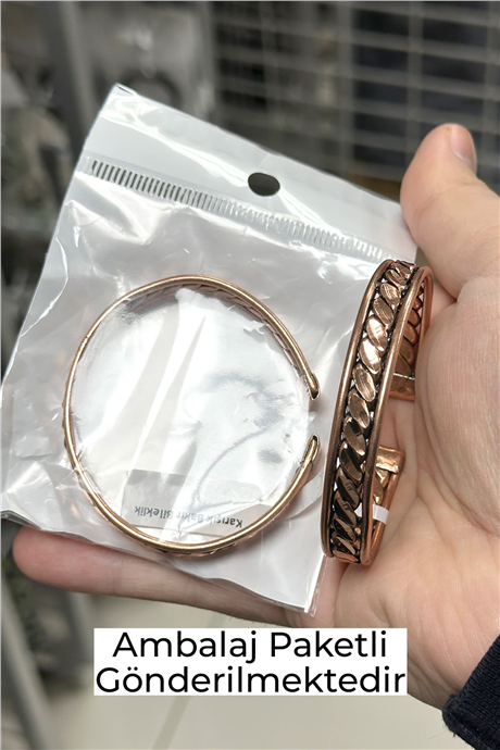 Zincir Antik Kabartmalı Ayarlanabilir Unisex Bakır Bileklik