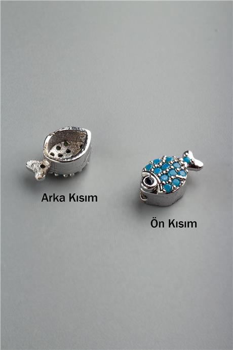 Zirkon Antik Gümüş Balık Tek Delik Aparat 7mm