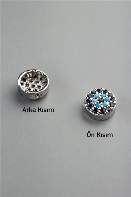 Zirkon Antik Gümüş Daire 7mm Takı Aparatı