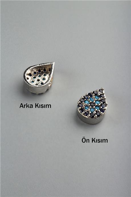 Zirkon Antik Gümüş Damla 7mm Takı Aparatı