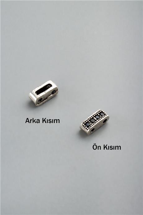 Zirkon Antik Gümüş Dikdörtgen Çift Delik 6x2mm Takı Aparatı