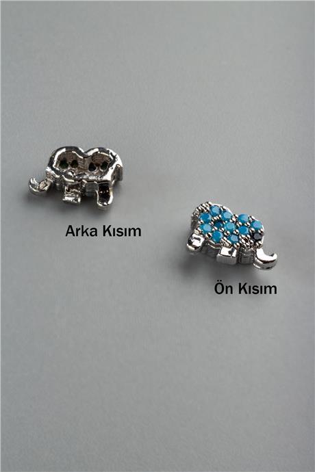 Zirkon Antik Gümüş Fil 7mm Takı Aparatı