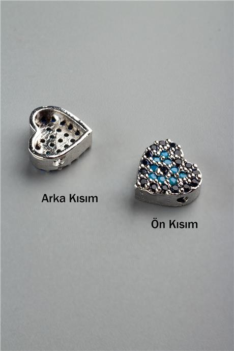 Zirkon Antik Gümüş Kalp 7mm Takı Aparatı