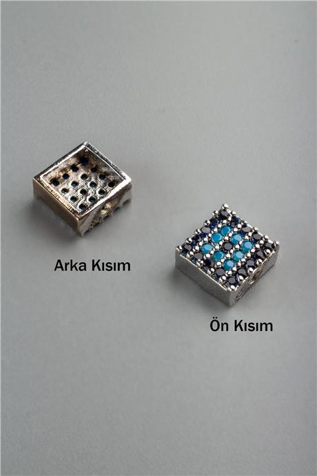 Zirkon Antik Gümüş Kare 7mm Takı Aparatı