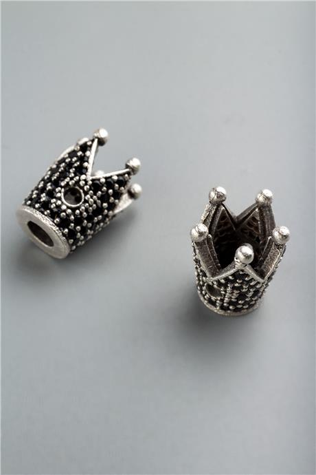 Zirkon Antik Gümüş Kral Tacı 8x13mm Takı Aparatı