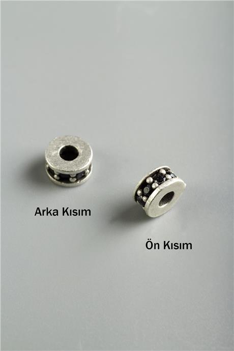 Zirkon Antik Gümüş Rondela Geniş Delik Aparat 6x3mm