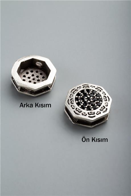 Zirkon Antik Gümüş Sekizgen 13mm Takı Aparatı