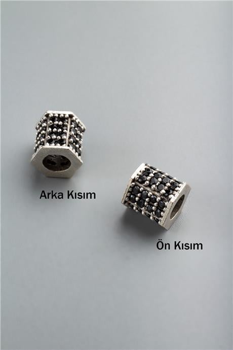 Zirkon Antik Gümüş Silindir Altıgen Geniş Delik 7x7mm Takı Aparatı