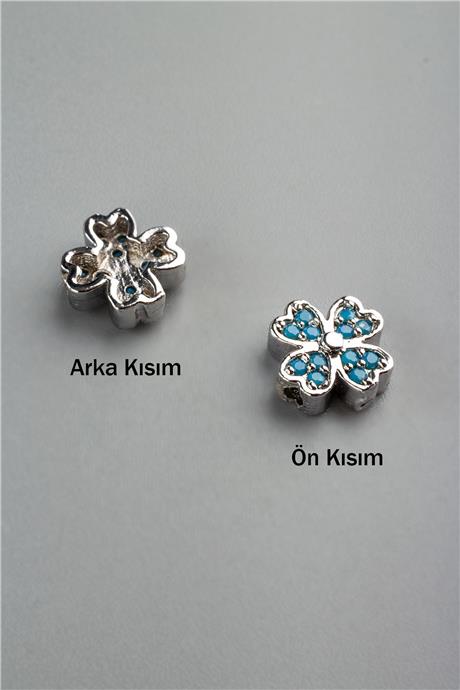 Zirkon Antik Gümüş Yonca 9mm Takı Aparatı