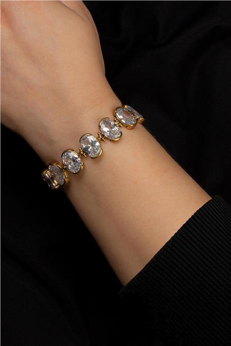 Zirkon Doğal Taş 10 Taşlı Bronz  Bileklik