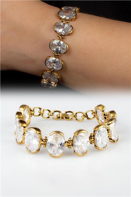 Zirkon Doğal Taş 10 Taşlı Bronz  Bileklik