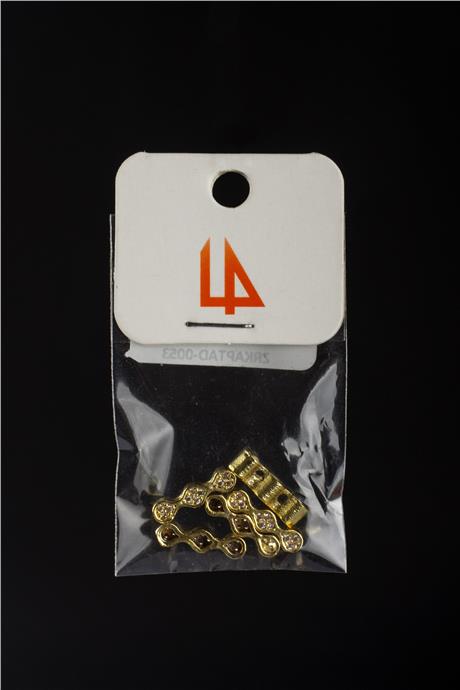 Zirkon Gold 3 Göz Çift Delik 4x14mm Takı Aparatı