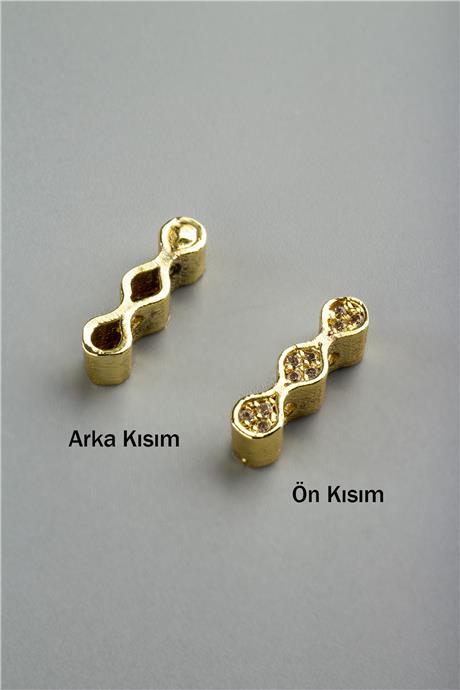 Zirkon Gold 3 Göz Çift Delik 4x14mm Takı Aparatı