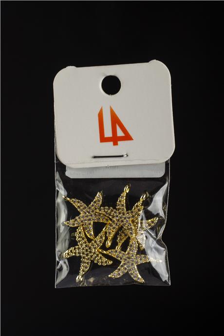 Zirkon Gold - Beyaz Deniz Yıldızı 15mm Takı Aparatı