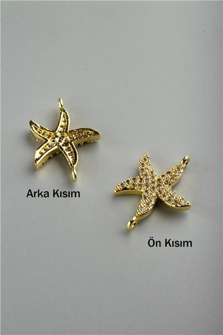 Zirkon Gold - Beyaz Deniz Yıldızı 15mm Takı Aparatı