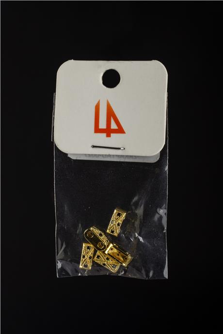 Zirkon Gold Dikdörtgen Piramit Çift Delik 8x3mm Takı Aparatı