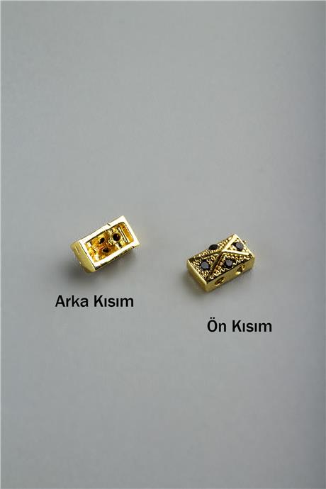 Zirkon Gold Kare Piramit Çift Delik 6x4mm Takı Aparatı