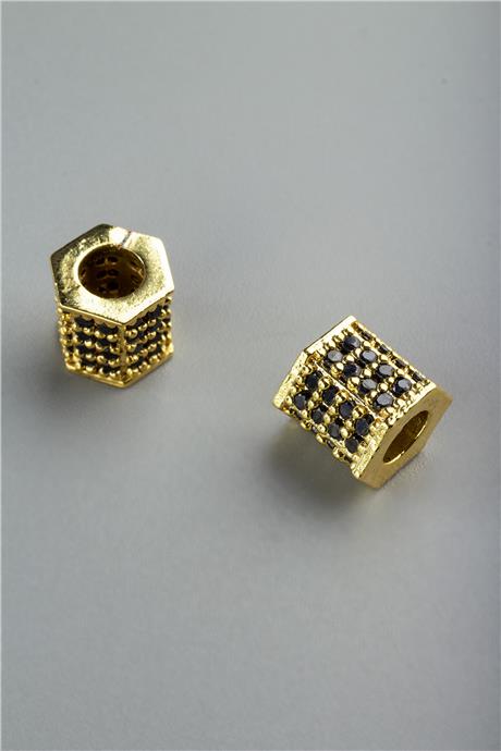Zirkon Gold Silindir Altıgen Geniş Delik 7x7mm Takı Aparatı