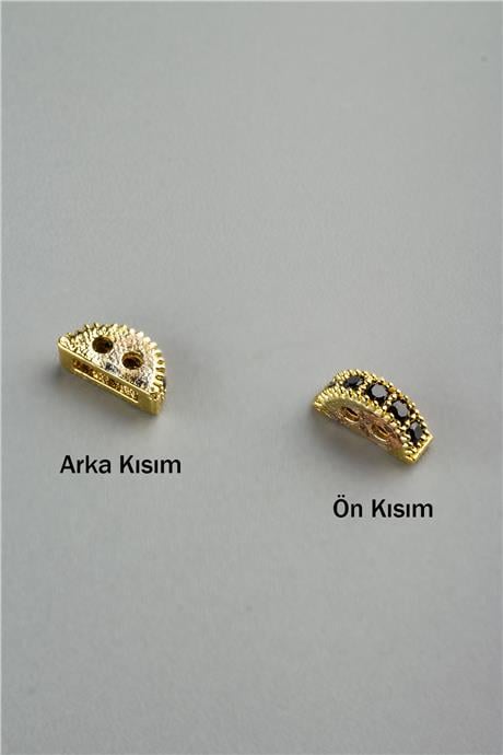 Zirkon Gold Yarım Ay Çift Delik 7x2mm Takı Aparatı