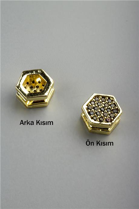 Zirkon Gold Yassı Altıgen 8x8mm Takı Aparatı